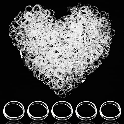 Cooetr Mini Transparent Haargummi - 1000 Stück Elastische Haargummis für Mädchen und Kinder, Haltbar für Dreadlocks und Hochzeit Frisur
