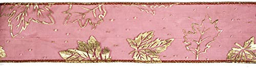 Cinta decorativa lila hojas otoño 6,5cm.x10m.