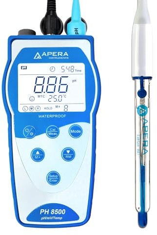 Apera Instruments Premium Series PH8500-SA Portable pH Meter Kit for Strong Alkaline Solutions, Blue (AI5523)