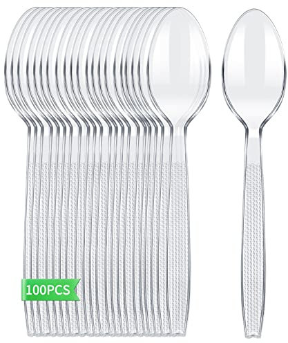 Bravebull Plastiklöffel Partygeschirr Plastikbesteck Mehrweg Plastik Löffel Party Besteck (100 Stück)