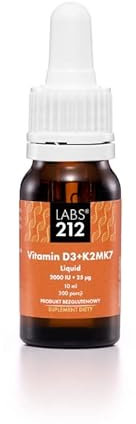 LABS212 Vitamin D3 + K2MK7 2000 IU + 25µg Flüssiges Nahrungsergänzungsmittel für das Immunsystem Verbesserung der Kondition von Muskeln Knochen mit MCT-Öl Geprüft Glutenfrei 1 Tropfen Alle 2 Tage 10ml