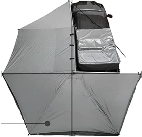 Overland Vehicle Systems HD Nomadic Awning 270 Driver Side - Dark Gray Cover with 1000G PVC Black Travel Cover Universal Fitment - Mounting Brackets Included
