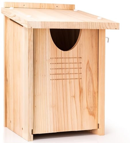 WHITEHORSE Großes Eulenhaus - Premium Zedernholz - Wetterfestes Design - 41 x 30 x 28 cm - EIN Nistkasten für mehrere europäische Eulenarten