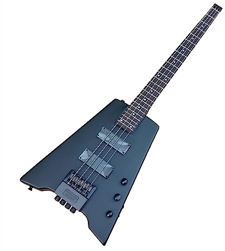 Mattschwarzer 41-Zoll-E-Bass Mit 4 Saiten Ohne Kopf, Mahagoni-Korpus, Palisander-Griffbrett Kopflose Elektrogitarre für Einsteiger