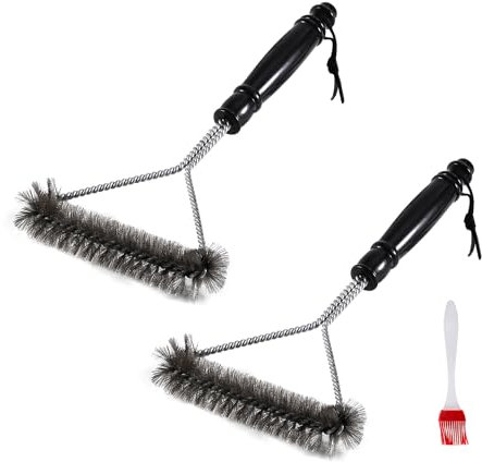 Grillbürste, 2 STK Dreieckige Grillbürste für Gussrost, Grill Reinigungsbürste, BBQ Drahtbürste, Grill Bürste Edelstahl für Gasgrill, Holzkohlegrill, Elektrogrill, Grillrost Grillrostbürste