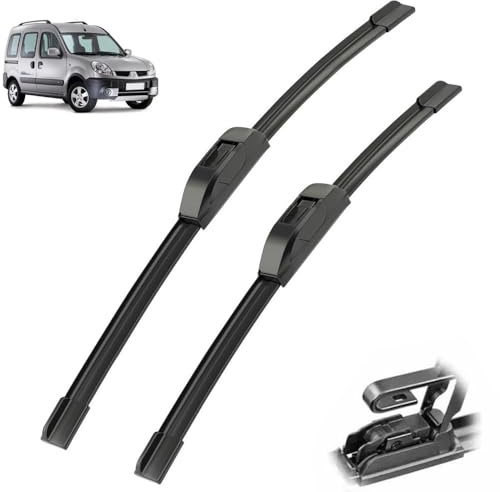Balais d'essuie-glace avant compatible avec Renault Kangoo 2 (2 portes arrière) 2008-2020, brosse de pluie for pare-brise de voiture 22+22