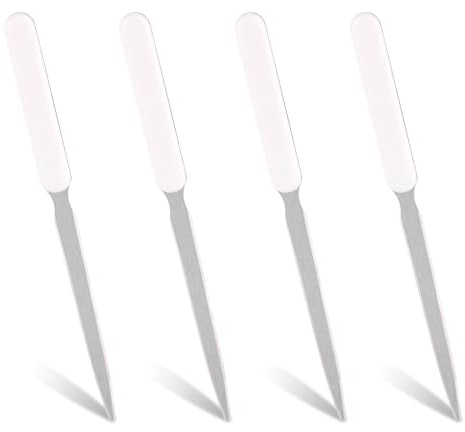 4pz Acciaio Inossidabile Tagliacarte, Leggero Taglierina per Buste Portatile Strumento Apriposta per Pacchi Scatole Sacchetti da Imballaggio Materiale Scolastico per Ufficio e Casa (Bianco)