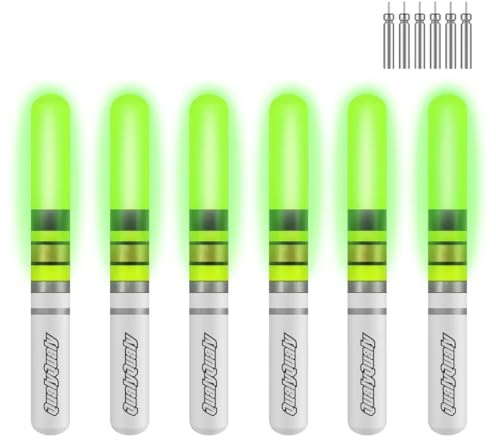 THKFISH bastoni Luminosi per la Pesca, 6 Pezzi LED bastoni Luminosi per la Pesca con batterie, Pesca Notturna Luce su Bobbers galleggianti e Punte di Canna da Pesca