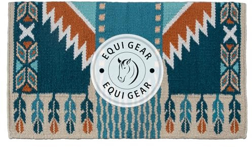 EQUIGEAR Western Ranch Horse Satteldecke aus neuseeländischer Wolle, Western-Design, handgefertigte Satteldecke, Wollpolster, Sensor Flex (Anpassung möglich), WQ74 (34x42)