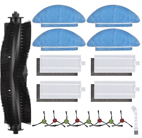 Rebirthcare Accessories for Lubluelu SL60D SG60 SL61, for tikom l9000, for laresar l6 nex, for honiture q6 se robot vacuum cleaner, 1 main brush, 4 filters, 4 wipes, 8 side brushes, 1 cleaning brush