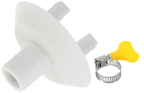 PATIKIL 27mm Klimaanlagen-Abflussschlauchverbinder weiß Stil 2 | 1 Stück, Universal-Abflussverbinder mit Klemmring, für Mini-Split-Fenster-Klimaanlagen-Einheit