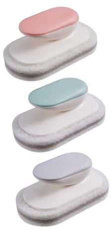 Didiseaon Cleaning Brush and Sponge Scrubber 3pcs, Sturdy Decontamination Tool with Random Colors, Household Kitchen Dishwashing Cleaning Sponges for Tough Dirt Removal