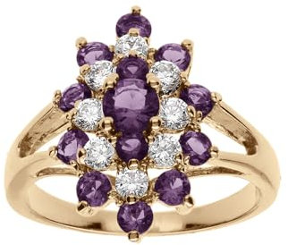1001 Bijoux Bague plaqué or marquise oxydes violets et blancs + écrin (offert) - tour de doigt 62