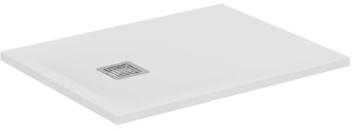 Ideal Standard - Ultra Flat S+, Piatto doccia rettangolare ultrasottile in resina effetto pietra, 90x70cm, Ideal Solid, Scarico lato corto, Bianco