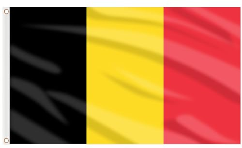 AhfuLife Belgien Flagge 90 x 150 cm für 2026 WM, 2 Stück Belgische Nationalflagge mit Messing-Ösen, Belgien Fahne für Euro Fußball Party Olympische Eurovision Nationaltag Bar Deko