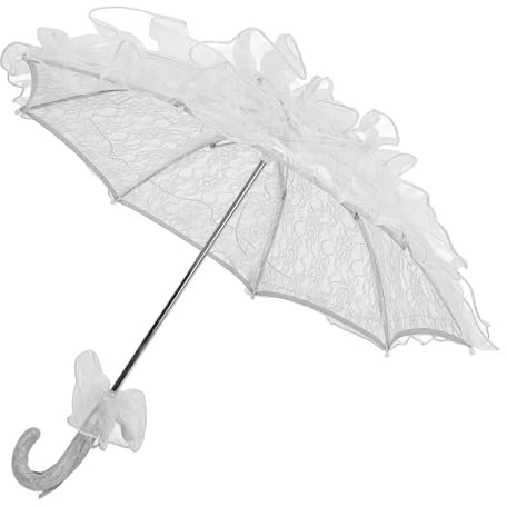 Asixxsix Sombrilla de Encaje, Paraguas Nupcial de Boda Hecho a Mano, Paraguas de Encaje Decorativo Elegante, Sombrilla para Fotografía,Suministros de Decoración para Fiestas,para