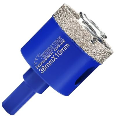 SHDIATOOL Diamond Core Drill Bits,38MM Hole Saw Cutter Vacuum Brazing Triangle Shank Drill Bits with Spring for Porcelain Tile Ceramic Marble Granite Brick