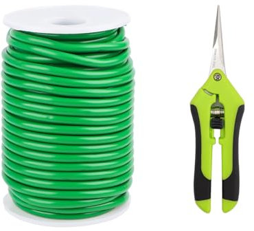 ZIJANG Corda da Giardino 3,5 mm × 20 m Filo per Piante Rivestito Gomma Legaccio per Piante Forbici Morbido Elastico Per Raggruppare Piante e Alberi (Verde)
