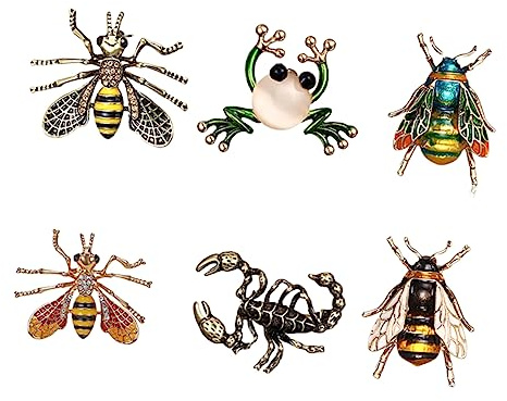 Yardenfun 6 Stücke Vintage Insekten Broschen Anstecknadeln für Kleidung Taschen und Jacken Stilvolle Corsage Dekoform von Biene Marienkäfer und Ideal für Kostüme und Besondere Anlässe