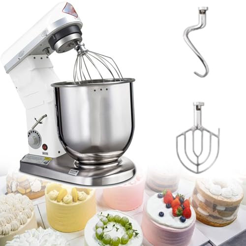 Impastatrice elettrica da 10 litri for uso in pasticceria, pizzeria e ristorante - 3 velocità, design con testa inclinabile, ciotola in acciaio inossidabile, gancio for impastare, frusta, sbattitore(W