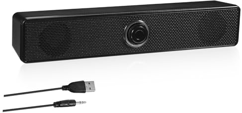 HOMSFOU Wired Speaker Soundbar with Subwoofer Sound Bars for Tv, Pc, and Mobile Devices, Sound Bar with Stereo and Noiseless Soundbar System Small Computer Speaker with Clear Audio Plastic