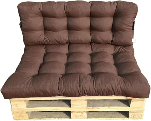 Filippo Palettenkissen Set Outdoor - Sitzkissen 120 x 80, Rückenkissen 120 x 40 - Komfort Polster Für Palettenmöbel - Doppelseitiges Palettenauflagen Wasserabweisend, UV-beständig für Europaletten