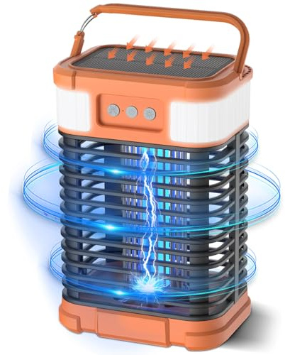 Solar Insektenvernichter, Elektrischer Mückenlampe, USB wiederaufladbare Insektenfalle, wasserdichter Fliegenvernichter, 4200V Mückenfalle UV-Licht ungiftig für im Innen- und Außenbereich (Orange)