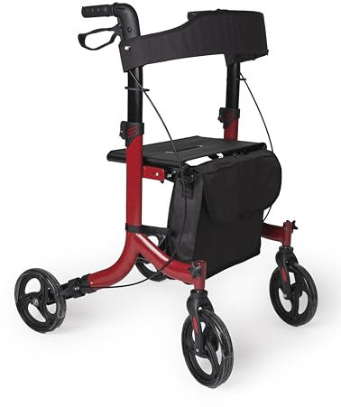 Deambulatore con Freni Pieghevole Regolabile Compatto in Alluminio, Girello per Anziani, VITAWALK PRO - Cesto portaoggetti, 4 Ruote, Rollator, SC5023B