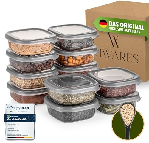 Viwares Vorratsdosen mit Deckel Luftdicht, 12er Vorratsbehälter Set | BPA-Frei, Vorratsdose zur Müsli Mehl Aufbewahrung Küche, Frischhaltedosen für Lebensmittelaufbewahrung, Organizer Küche