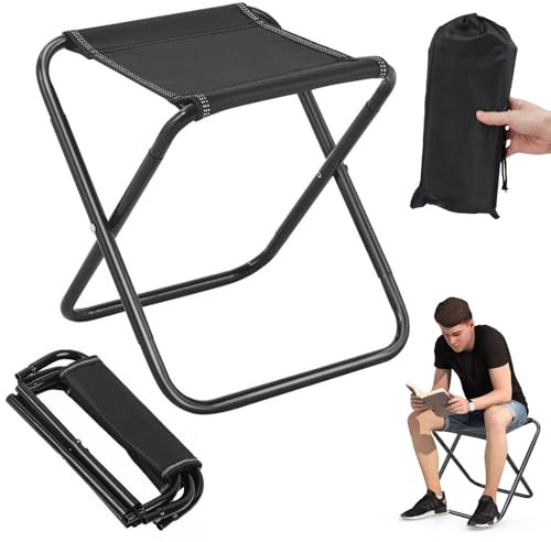 Camping Hocker Tragbarer Klapphocker, Campinghocker Faltbar, Klapphock Camping, Klappbar Campinghocker, Mini Klappbarer Hocker Angelhocker für Reisen, Camping, Wandern, Angeln, Gartenarbeit, Strand