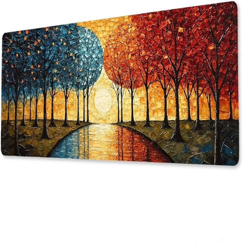 jeihenhg XXL Gaming Mouse Pad 1400x700x4mm Bosque, Vade Escritorio Antideslizante, Alfombrilla Ratón, Impermeable Alfombrilla Teclado El Sendero, Tapete de Escritorio Uso doméstico Oficina I-6