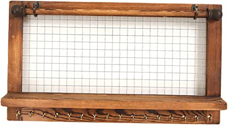Yardenfun Présentoirs à Bijoux Mural En Bois Marron Style Pastoral Support De Rangement Porte-boucles D'oreilles Polyvalent Pour Maison Chambre Taille Moyenne