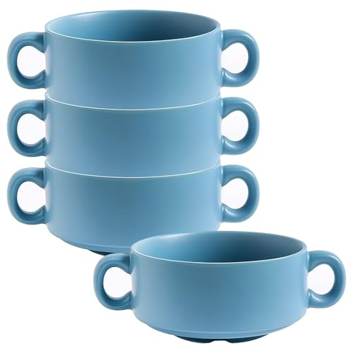 Jaamyears Suppentasse mit Griffen, 4er-Set, 350 ml, kleine Zwiebelsuppenschüssel, ofenfest, für Frühstück, Milch, Desserts, Haferflocken