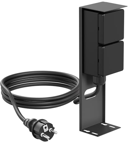ledscom.de Trädgårdsuttag pelare PIWI med 2m kabel för utomhusbruk, IP44, 2-vägs, antracit