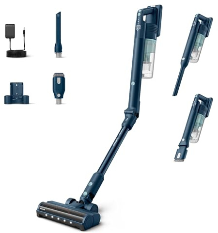 PHILIPS Akku-Staubsauger 5000 Flex-it, Blau, 60 Min. Laufzeit | Kabellos, 2-in-1 Kombinationsdüse, Fugendüse, LED-Düse, für Hartböden & Teppich, Salbeiblau, Flexrohr (XC5242/10)
