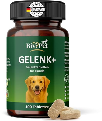 BiviPet GELENK+ – Gelenktabletten für Hunde mit Grünlippmuschel, MSM, Glucosamin, Teufelskralle & Kurkuma – Unterstützt Gelenke, Knorpel & Beweglichkeit – Made in Germany – 100 Tabletten