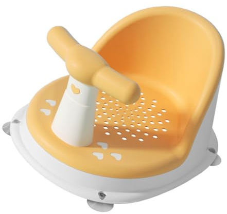 JUMPLAWN Asiento de Baño para Bebés de 6 a 12 Meses Silla Antideslizante para Bañera Asiento de Baño de PP y Tpe Color Amarillo y Compacto y Juego
