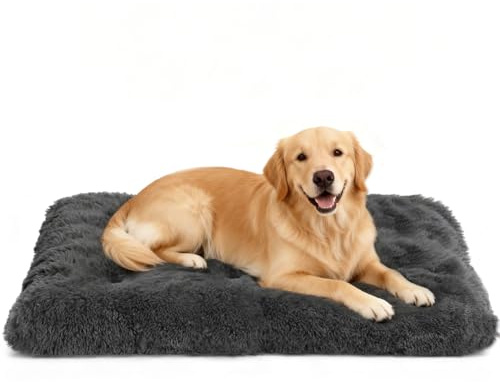 Nobleza Cama de Peluche Ultra Suave para Perros Grande, Lavable, con Base Antideslizante y Soporte Firme, 110 * 73 * 10cm, Gris Oscuro