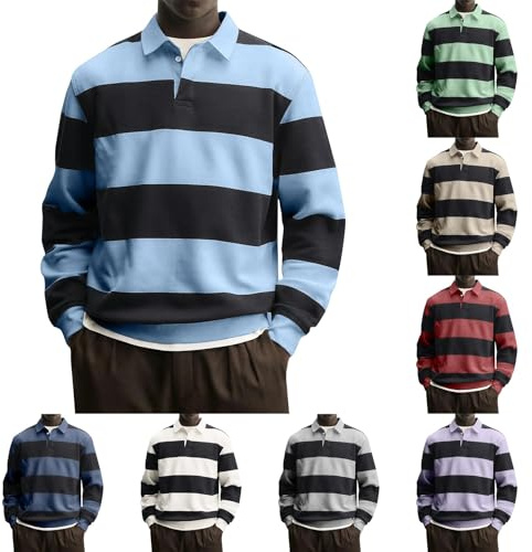 Camisetas de manga larga para hombre con medio botón | Camisetas básicas de manga larga para hombre, blusa con botones, para negocios, formal, colores surtidos
