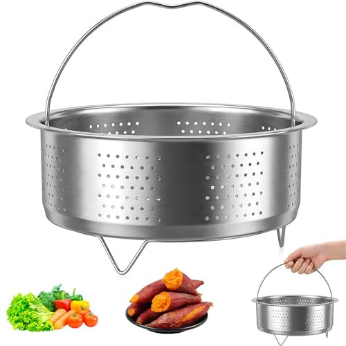 Deautie Panier à Vapeur en Acier Inoxydable 304, Insert Vapeur avec Poignée, Panier Passoire pour Casseroles et Autocuiseurs pour la Cuisson à la Vapeur de Légumes, Fruits et Œufs (20CM)