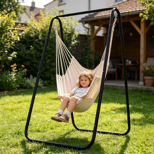 Soporte De Pie De Acero A-Shape, Soporte De Silla Colgante De Pie Exterior, Balancín De Jardín Con Estructura Anti-Deformación, Carga 100kg Para Sillón Colgante Interior Y Exterior N