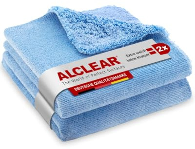 ALCLEAR 820203U Panno Universale Double-Face per la Pulizia di carrozzerie e Cruscotti, Dimensioni: 40 x 40 cm, Blu, Set di Due
