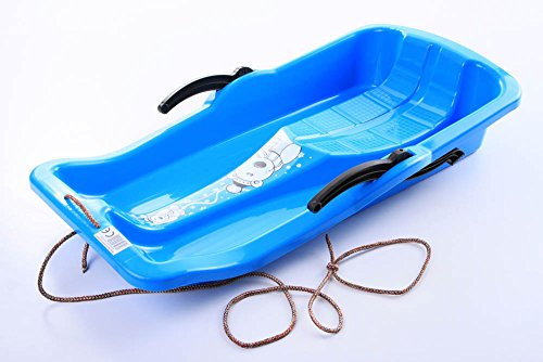 Unbekannt Bob Schlitten Rodel Schneegleiter Bremsen inkl Zugseil 4 Farben zur Auswahl (Blau)