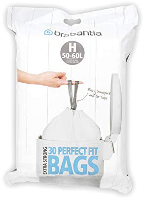 Brabantia PerfectFit Bin Liners, Size H, 50-60 L - 30 Bags