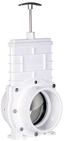 Valterra 4 PVC Gate Valve, slip/hub fittings with stainless steel paddle for Koi/Slurry Ponds, Aquaculture, Sewer lines & more, White (6401)