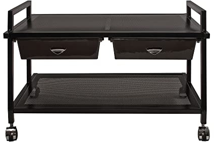 Vertiflex Printer Stand with Supply Drawers, Rolling Storage Cart with Drawers, Under Desk Printer Stand and Cart for Home, School, or Office Organization, Black