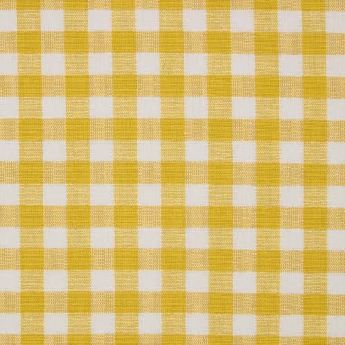 HOMESCAPES Gelb-Weiß karierter Baumwollstoff 150 cm breit, Meterware Baumwolle Vichy Karo, Landhaus-Karo Stoff zum Nähen, Dekostoff kariert, gelb karierter Stoff Oeko-Tex