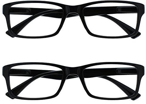 OPULIZE La Société Lunettes De Lecture Noir Lecteurs Valeur Pack 2 Hommes Femmes UVR2092BK +2,50