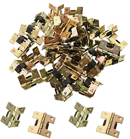 MroMax Jewelry Box Hinges, 21mm Length Color Plated Iron Spring Loaded Hinges for Glasses Case, Jewelry Box and Ring Box, 50Pcs
