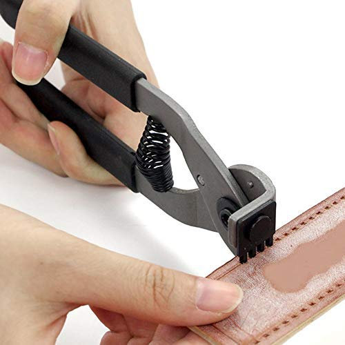 Stanzwerkzeug aus Leder, Leder Meißel Lochzange Stitching Meißel Set Handwerk Karbonstahl Lochzange für leder (4 mm-4 Zähne)